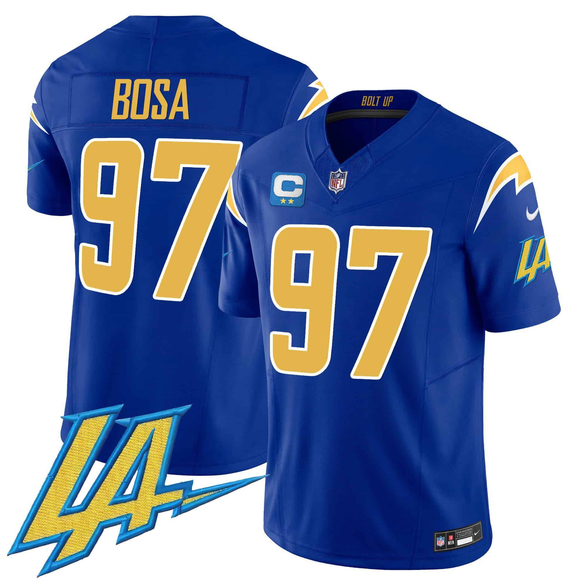 Men Los Angeles Chargers 97 Bosa Blue 2024 Nike Vapor Limited NFL Jersey